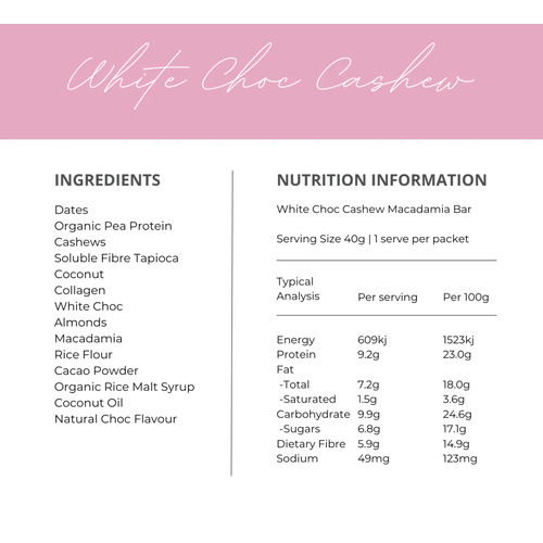 White Choc Cashew & Macadamia - Collagen & Protein Bar