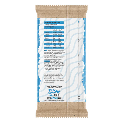 Protein Milk Chocolate Bar - Coconut Rough (100g)
