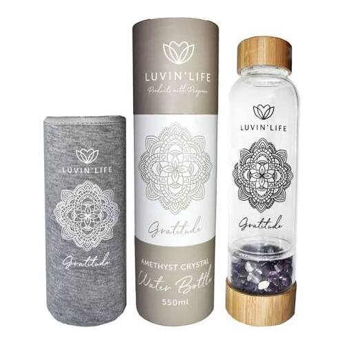 Luvin Life Amethyst Crystal Water Bottle 550ml