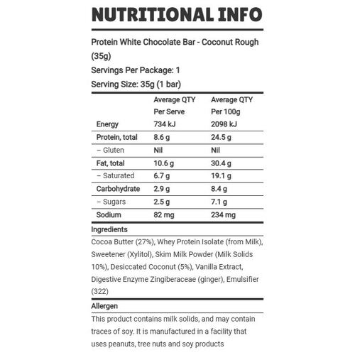 Protein White Chocolate Coconut Rough Bar (35g)
