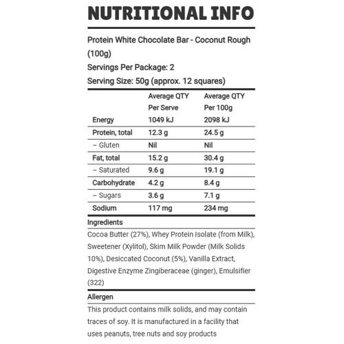 Protein White Chocolate Coconut Rough Bar (100g)