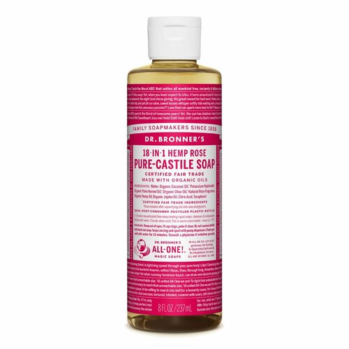 Organic Rose Hemp Pure-Castile Liquid Soap 237mL by Dr. Bronner's