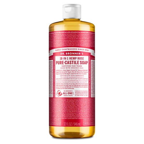 Organic Rose Hemp Pure-Castile Liquid Soap 946mL by Dr. Bronner's