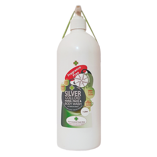 Silver Health Face, Hand, Body Wash with Silver Colloid (1L) Fragrance Free Face by Silver Health Colloid