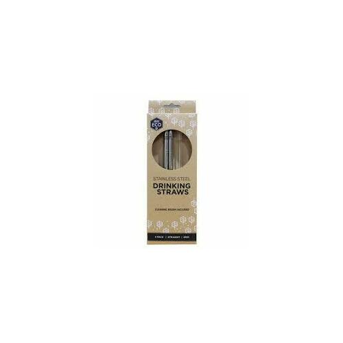 Stainless Steel Drinking Straw 2 Pack Bent w Brush