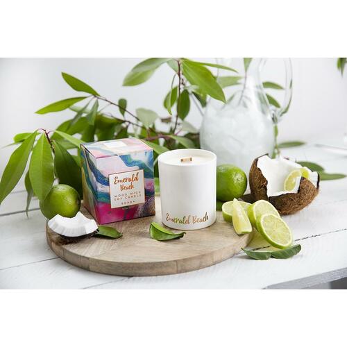 Wood Wick Soy Candle 50hr+ Coconut & Lime by Emerald Beach Candles
