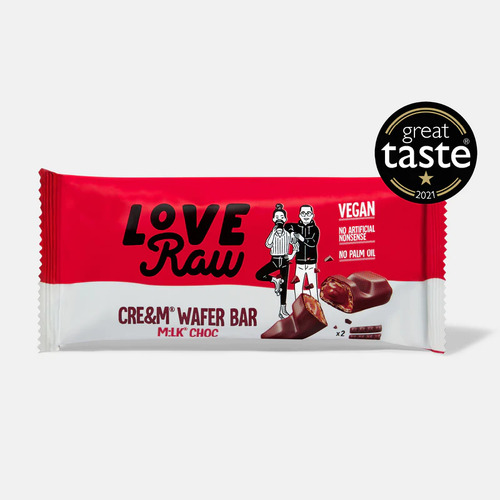 Love Raw cream wafer M:lk choc 2x22.5g by Love Raw 