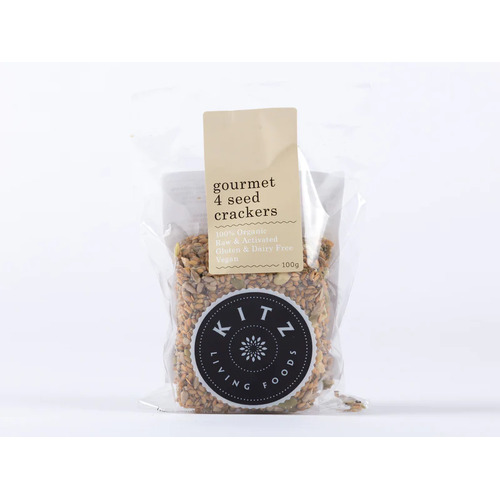 Kitz Organic Savoury 4 Seed Crackers GF (100g) by Kitz Living Foods