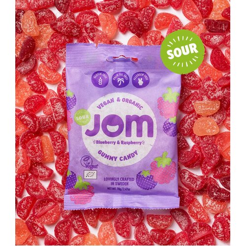  Vegan Gummy Candy Sour Raspberry & Blueberry 70g by Jom