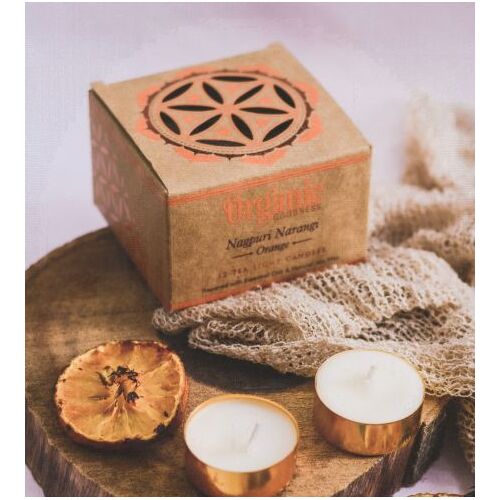 Organic Goodness Nagpuri Narangi Orange tea light candles 12 pack