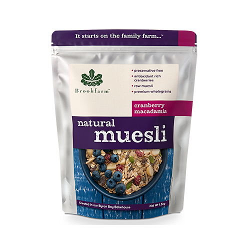 Natural Muesli Cranberry Macadamia 1.25kg by Brookfarm