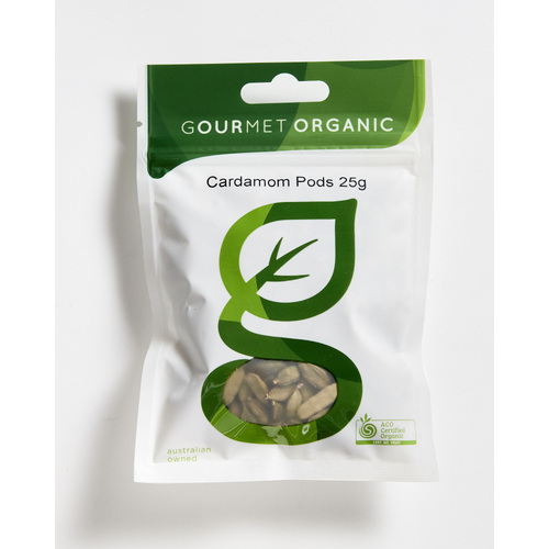Gourmet Organic Cardamom Pods Sachet (25g) by Gourmet Organics