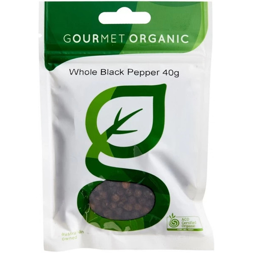 Gourmet Organic Herbs Whole Back Pepper 40g