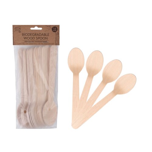 Biodegradable Wood Spoon 18pc