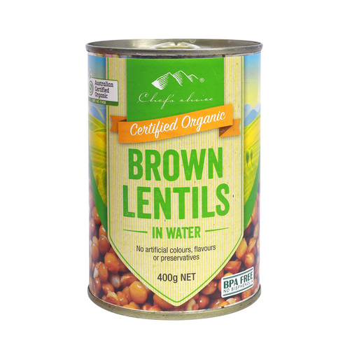 Brown Lentils in Water Certified Organic (Can) 400g