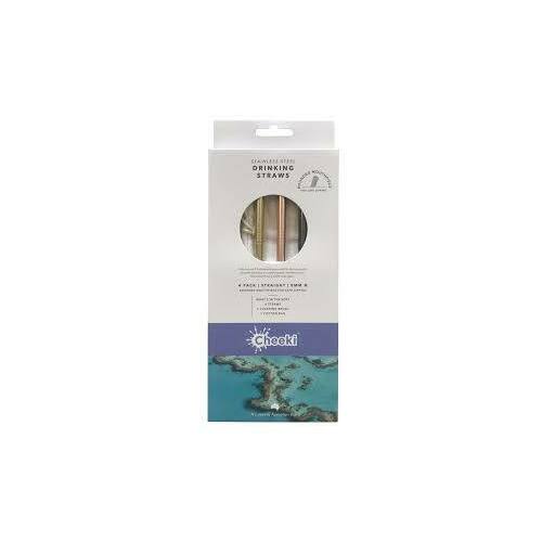 Drinking Straws 4 Pack Straight w Brush Mixed Colours