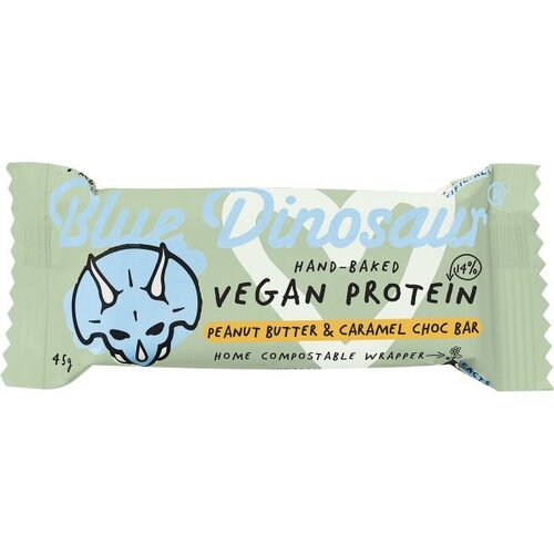 Vegan Protein Bar Peanut Butter & Caramel Choc (45g) by BLUE DINOSAUR