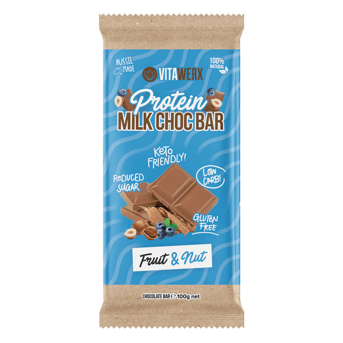 Protein Milk Chocolate Bar - Fruit & Nut 100g