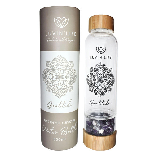 Luvin Life Amethyst Crystal Water Bottle 550ml