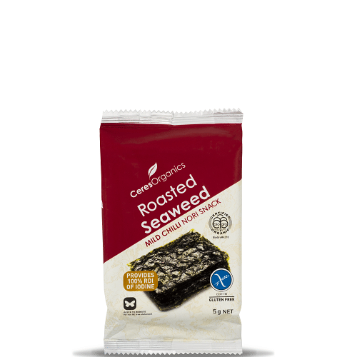 Organic Roasted Seaweed, Mild Chilli Nori Snack (5g)