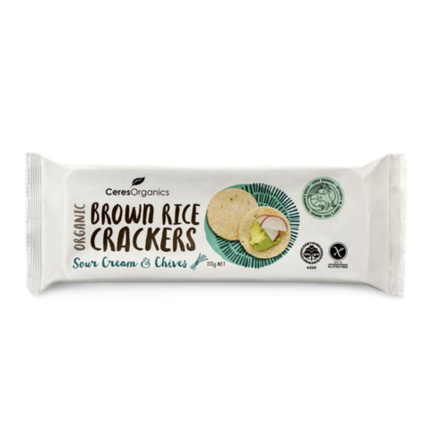 Brown Rice Crackers Sour Cream & Chives 115g