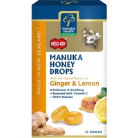 Manuka Honey Drops MGO400+ Ginger & Lemon by Manuka Health New Zealand