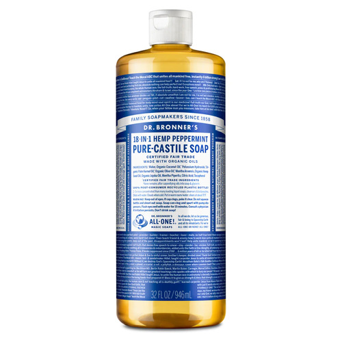 Organic Peppermint Hemp Pure-Castile Liquid Soap 946mL