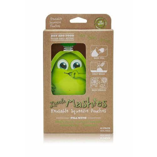 LITTLE MASHIES Reusable Pouch Green x2
